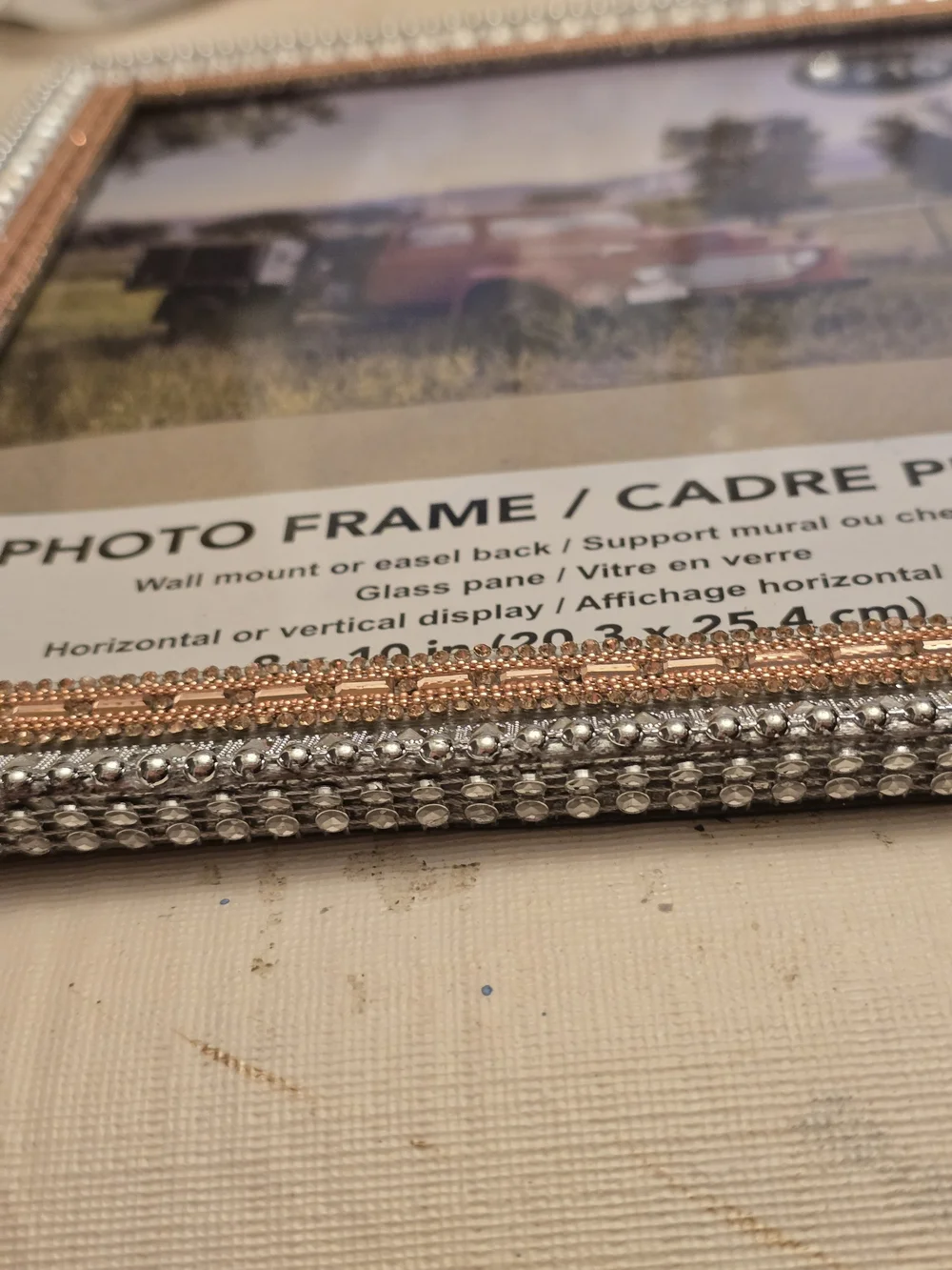 Rhinestone Embellished Gold Silver  Photo Frame - 8x10 New Handmade